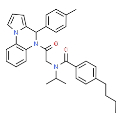 ChemSpider 2D Image | 4-Butyl-N-isopropyl-N-{2-[4-(4-methylphenyl)pyrrolo[1,2-a]quinoxalin-5(4H)-yl]-2-oxoethyl}benzamide | C34H37N3O2