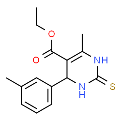ChemSpider 2D Image | Ethyl 4-methyl-6-(3-methylphenyl)-2-sulfanyl-1,6-dihydropyrimidine-5-carboxylate | C15H18N2O2S