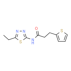 ChemSpider 2D Image | N-(5-Ethyl-1,3,4-thiadiazol-2-yl)-3-(2-thienyl)propanamide | C11H13N3OS2