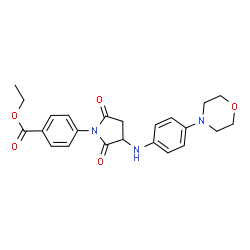 ChemSpider 2D Image | Ethyl 4-(3-{[4-(4-morpholinyl)phenyl]amino}-2,5-dioxo-1-pyrrolidinyl)benzoate | C23H25N3O5