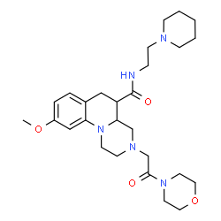 ChemSpider 2D Image | 9-Methoxy-3-[2-(4-morpholinyl)-2-oxoethyl]-N-[2-(1-piperidinyl)ethyl]-2,3,4,4a,5,6-hexahydro-1H-pyrazino[1,2-a]quinoline-5-carboxamide | C27H41N5O4