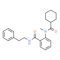 ChemSpider 2D Image | 2-[(Cyclohexylcarbonyl)(methyl)amino]-N-(2-phenylethyl)benzamide | C23H28N2O2