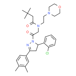 ChemSpider 2D Image | N-{2-[5-(2-Chlorophenyl)-3-(3,4-dimethylphenyl)-4,5-dihydro-1H-pyrazol-1-yl]-2-oxoethyl}-3,3-dimethyl-N-[2-(4-morpholinyl)ethyl]butanamide | C31H41ClN4O3