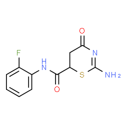ChemSpider 2D Image | 2-Amino-N-(2-fluorophenyl)-4-oxo-5,6-dihydro-4H-1,3-thiazine-6-carboxamide | C11H10FN3O2S
