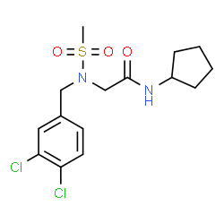 ChemSpider 2D Image | N-Cyclopentyl-N~2~-(3,4-dichlorobenzyl)-N~2~-(methylsulfonyl)glycinamide | C15H20Cl2N2O3S