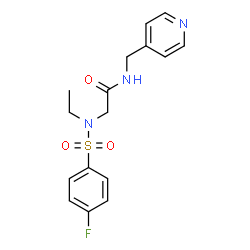 ChemSpider 2D Image | 2-[Ethyl-(4-fluoro-benzenesulfonyl)-amino]-N-pyridin-4-ylmethyl-acetamide | C16H18FN3O3S
