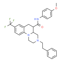 ChemSpider 2D Image | N-(4-Methoxyphenyl)-3-(2-phenylethyl)-8-(trifluoromethyl)-2,3,4,4a,5,6-hexahydro-1H-pyrazino[1,2-a]quinoline-5-carboxamide | C29H30F3N3O2