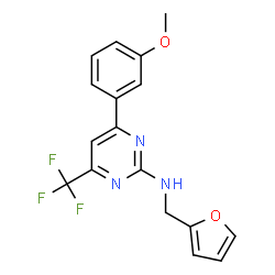 ChemSpider 2D Image | N-(2-Furylmethyl)-4-(3-methoxyphenyl)-6-(trifluoromethyl)-2-pyrimidinamine | C17H14F3N3O2