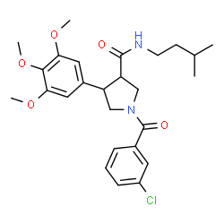 ChemSpider 2D Image | 1-(3-Chlorobenzoyl)-N-(3-methylbutyl)-4-(3,4,5-trimethoxyphenyl)-3-pyrrolidinecarboxamide | C26H33ClN2O5