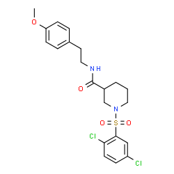ChemSpider 2D Image | 1-[(2,5-Dichlorophenyl)sulfonyl]-N-[2-(4-methoxyphenyl)ethyl]-3-piperidinecarboxamide | C21H24Cl2N2O4S