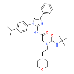 ChemSpider 2D Image | N-[1-(4-Isopropylphenyl)-4-phenyl-1H-imidazol-2-yl]-N~2~-[(2-methyl-2-propanyl)carbamoyl]-N~2~-[2-(4-morpholinyl)ethyl]glycinamide | C31H42N6O3