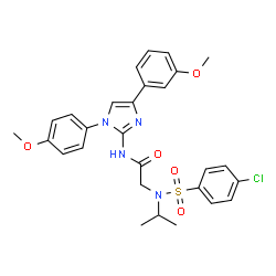 ChemSpider 2D Image | N~2~-[(4-Chlorophenyl)sulfonyl]-N~2~-isopropyl-N-[4-(3-methoxyphenyl)-1-(4-methoxyphenyl)-1H-imidazol-2-yl]glycinamide | C28H29ClN4O5S