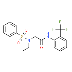 ChemSpider 2D Image | N~2~-Ethyl-N~2~-(phenylsulfonyl)-N-[2-(trifluoromethyl)phenyl]glycinamide | C17H17F3N2O3S