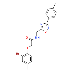 ChemSpider 2D Image | 2-(2-Bromo-4-methylphenoxy)-N-{[3-(4-methylphenyl)-1,2,4-oxadiazol-5-yl]methyl}acetamide | C19H18BrN3O3