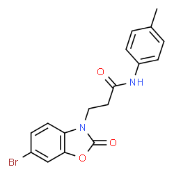 ChemSpider 2D Image | 3-(6-Bromo-2-oxo-1,3-benzoxazol-3(2H)-yl)-N-(4-methylphenyl)propanamide | C17H15BrN2O3