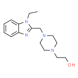 ChemSpider 2D Image | 2-{4-[(1-Ethyl-1H-benzimidazol-2-yl)methyl]-1-piperazinyl}ethanol | C16H24N4O