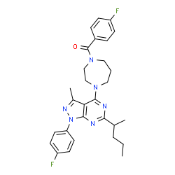 ChemSpider 2D Image | (4-Fluorophenyl){4-[1-(4-fluorophenyl)-3-methyl-6-(2-pentanyl)-1H-pyrazolo[3,4-d]pyrimidin-4-yl]-1,4-diazepan-1-yl}methanone | C29H32F2N6O