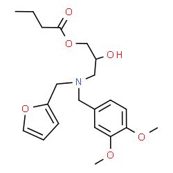 ChemSpider 2D Image | 3-[(3,4-Dimethoxybenzyl)(2-furylmethyl)amino]-2-hydroxypropyl butyrate | C21H29NO6