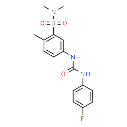 ChemSpider 2D Image | 5-{[(4-Fluorophenyl)carbamoyl]amino}-N,N,2-trimethylbenzenesulfonamide | C16H18FN3O3S