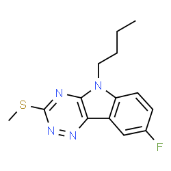 ChemSpider 2D Image | 5-Butyl-8-fluoro-3-(methylsulfanyl)-5H-[1,2,4]triazino[5,6-b]indole | C14H15FN4S