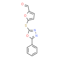 ChemSpider 2D Image | 5-[(5-Phenyl-1,3,4-oxadiazol-2-yl)sulfanyl]-2-furaldehyde | C13H8N2O3S
