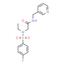 ChemSpider 2D Image | 2-[Ethyl-(4-fluoro-benzenesulfonyl)-amino]-N-pyridin-3-ylmethyl-acetamide | C16H18FN3O3S