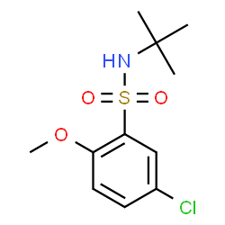 ChemSpider 2D Image | 5-Chloro-2-methoxy-N-(2-methyl-2-propanyl)benzenesulfonamide | C11H16ClNO3S
