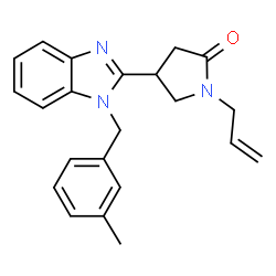 ChemSpider 2D Image | 1-Allyl-4-[1-(3-methylbenzyl)-1H-benzimidazol-2-yl]-2-pyrrolidinone | C22H23N3O
