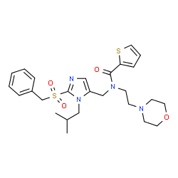 ChemSpider 2D Image | N-{[2-(Benzylsulfonyl)-1-isobutyl-1H-imidazol-5-yl]methyl}-N-[2-(4-morpholinyl)ethyl]-2-thiophenecarboxamide | C26H34N4O4S2