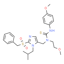 ChemSpider 2D Image | 1-{[2-(Benzylsulfonyl)-1-isobutyl-1H-imidazol-5-yl]methyl}-1-(2-methoxyethyl)-3-(4-methoxyphenyl)thiourea | C26H34N4O4S2