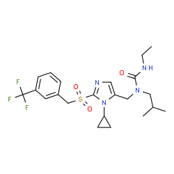 ChemSpider 2D Image | 1-[(1-Cyclopropyl-2-{[3-(trifluoromethyl)benzyl]sulfonyl}-1H-imidazol-5-yl)methyl]-3-ethyl-1-isobutylurea | C22H29F3N4O3S