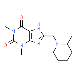 ChemSpider 2D Image | 1,3-Dimethyl-8-(2-methyl-piperidin-1-ylmethyl)-3,7-dihydro-purine-2,6-dione | C14H21N5O2