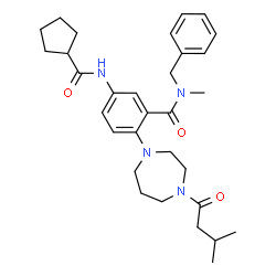 ChemSpider 2D Image | N-Benzyl-5-[(cyclopentylcarbonyl)amino]-N-methyl-2-[4-(3-methylbutanoyl)-1,4-diazepan-1-yl]benzamide | C31H42N4O3