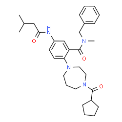 ChemSpider 2D Image | N-Benzyl-2-[4-(cyclopentylcarbonyl)-1,4-diazepan-1-yl]-N-methyl-5-[(3-methylbutanoyl)amino]benzamide | C31H42N4O3