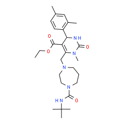 ChemSpider 2D Image | Ethyl 4-(2,4-dimethylphenyl)-1-methyl-6-({4-[(2-methyl-2-propanyl)carbamoyl]-1,4-diazepan-1-yl}methyl)-2-oxo-1,2,3,4-tetrahydro-5-pyrimidinecarboxylate | C27H41N5O4