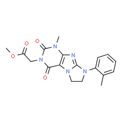 ChemSpider 2D Image | Methyl [1-methyl-8-(2-methylphenyl)-2,4-dioxo-1,2,4,6,7,8-hexahydro-3H-imidazo[2,1-f]purin-3-yl]acetate | C18H19N5O4