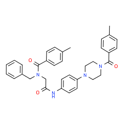 ChemSpider 2D Image | N-Benzyl-4-methyl-N-[2-({4-[4-(4-methylbenzoyl)-1-piperazinyl]phenyl}amino)-2-oxoethyl]benzamide | C35H36N4O3