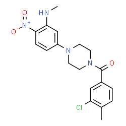ChemSpider 2D Image | (3-Chloro-4-methylphenyl){4-[3-(methylamino)-4-nitrophenyl]-1-piperazinyl}methanone | C19H21ClN4O3