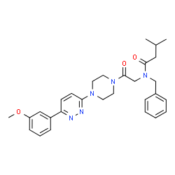 ChemSpider 2D Image | N-Benzyl-N-(2-{4-[6-(3-methoxyphenyl)-3-pyridazinyl]-1-piperazinyl}-2-oxoethyl)-3-methylbutanamide | C29H35N5O3