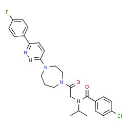 ChemSpider 2D Image | 4-Chloro-N-(2-{4-[6-(4-fluorophenyl)-3-pyridazinyl]-1,4-diazepan-1-yl}-2-oxoethyl)-N-isopropylbenzamide | C27H29ClFN5O2