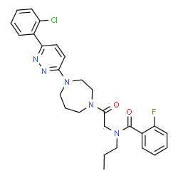 ChemSpider 2D Image | N-(2-{4-[6-(2-Chlorophenyl)-3-pyridazinyl]-1,4-diazepan-1-yl}-2-oxoethyl)-2-fluoro-N-propylbenzamide | C27H29ClFN5O2