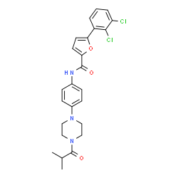 ChemSpider 2D Image | 5-(2,3-Dichlorophenyl)-N-[4-(4-isobutyryl-1-piperazinyl)phenyl]-2-furamide | C25H25Cl2N3O3
