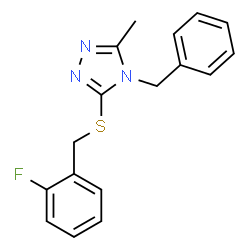ChemSpider 2D Image | 4-Benzyl-3-[(2-fluorobenzyl)sulfanyl]-5-methyl-4H-1,2,4-triazole | C17H16FN3S