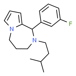 ChemSpider 2D Image | 1-(3-Fluorophenyl)-2-(3-methylbutyl)-2,3,4,5-tetrahydro-1H-pyrrolo[1,2-a][1,4]diazepine | C19H25FN2