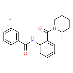ChemSpider 2D Image | 3-Bromo-N-{2-[(2-methyl-1-piperidinyl)carbonyl]phenyl}benzamide | C20H21BrN2O2