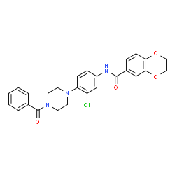ChemSpider 2D Image | N-[4-(4-Benzoyl-1-piperazinyl)-3-chlorophenyl]-2,3-dihydro-1,4-benzodioxine-6-carboxamide | C26H24ClN3O4
