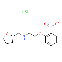 ChemSpider 2D Image | 2-(5-Methyl-2-nitrophenoxy)-N-(tetrahydro-2-furanylmethyl)ethanamine hydrochloride (1:1) | C14H21ClN2O4