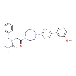 ChemSpider 2D Image | N-Benzyl-N-(2-{4-[6-(3-methoxyphenyl)-3-pyridazinyl]-1,4-diazepan-1-yl}-2-oxoethyl)-2-methylpropanamide | C29H35N5O3