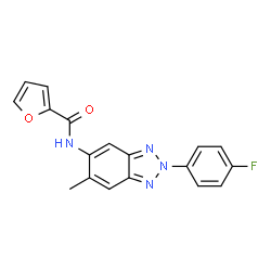 ChemSpider 2D Image | N-[2-(4-Fluorophenyl)-6-methyl-2H-benzotriazol-5-yl]-2-furamide | C18H13FN4O2
