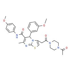 ChemSpider 2D Image | 3-[2-(4-Acetyl-1-piperazinyl)-2-oxoethyl]-5-(3-methoxyphenyl)-N-(4-methoxyphenyl)-7-methyl-5H-[1,3]thiazolo[3,2-a]pyrimidine-6-carboxamide | C30H33N5O5S